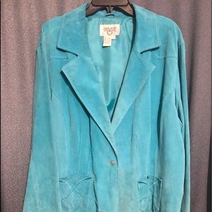 Plus Size 3X Turquoise Leather Blazer